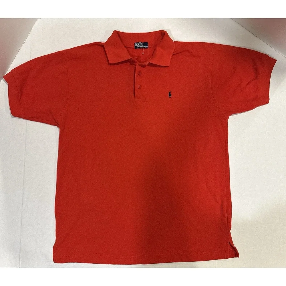 Polo Ralph Lauren Polo Shirt Men's Size Large Red Short Sleeve Blue Horse